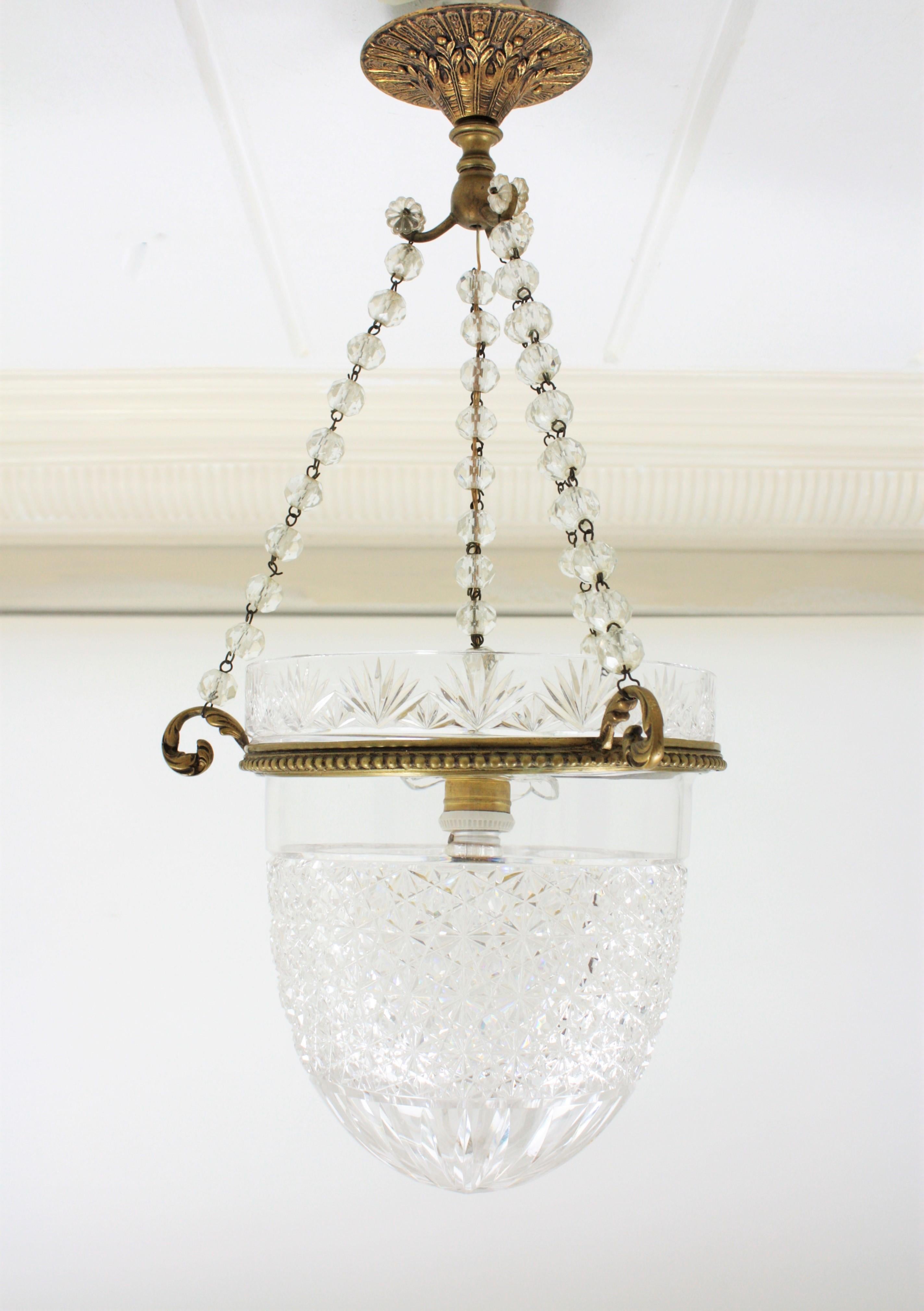 Bohemian Crystal Bell Jar Lantern or Pendant Light For Sale 6