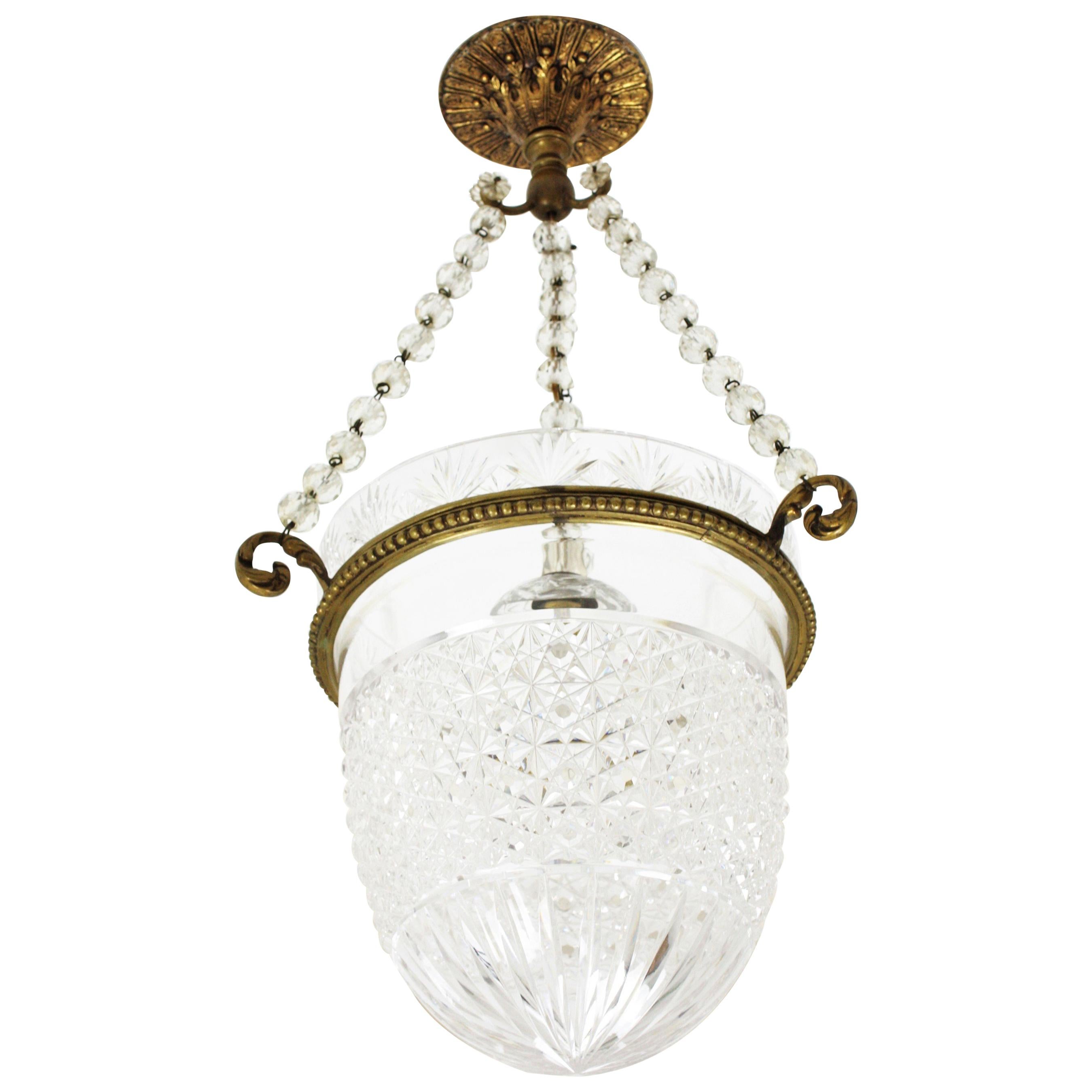 Bohemian Crystal Bell Jar Laterne oder Pendelleuchte (Tschechisch) im Angebot