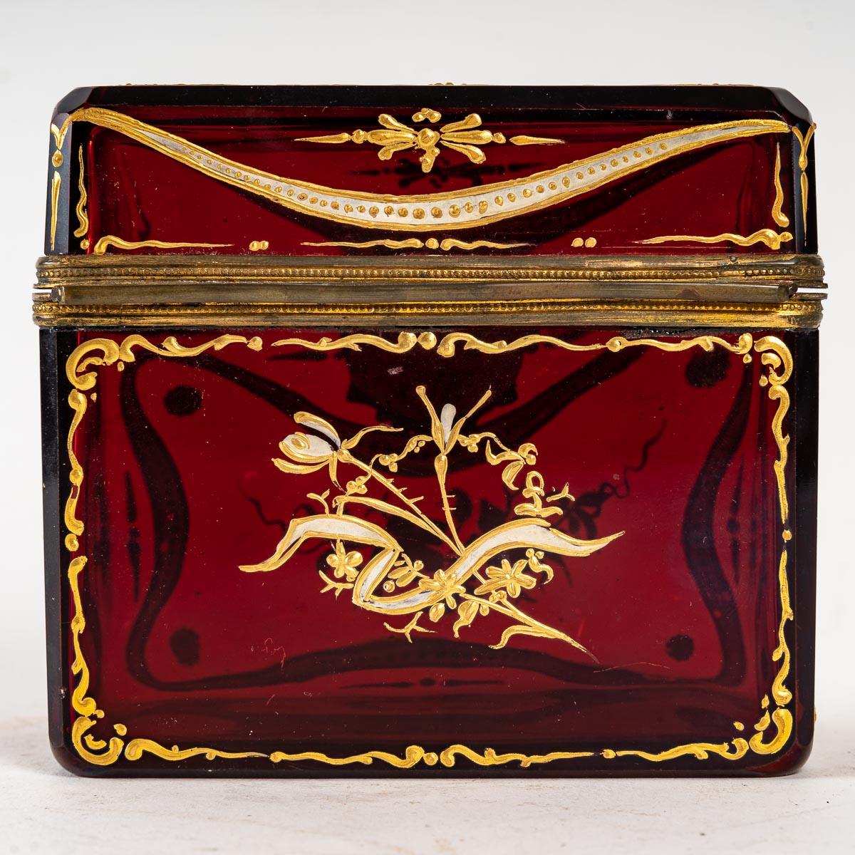 Napoleon III Bohemian Crystal Box, 19th Century For Sale