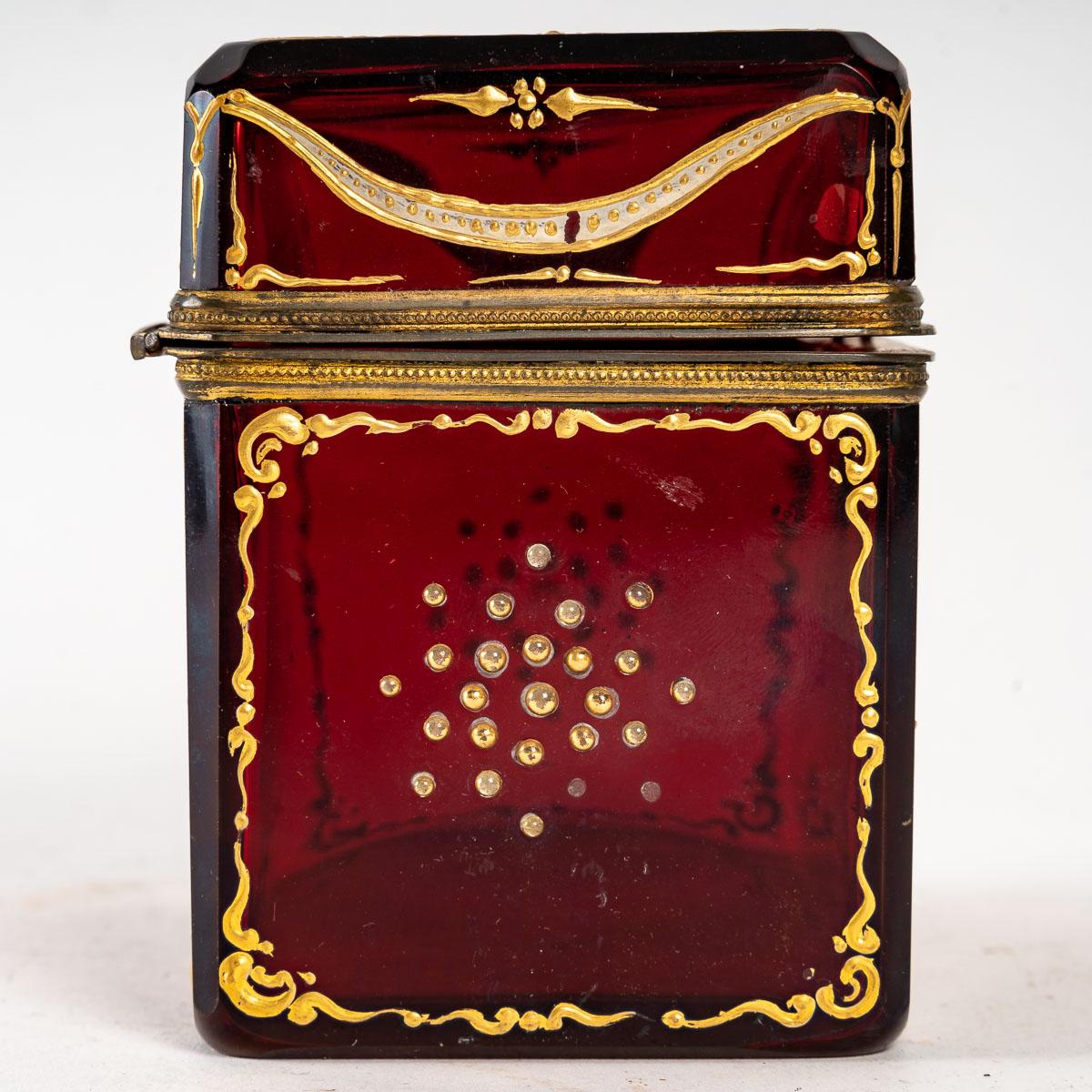 Boîte en cristal de Bohème, 19ème siècle Bon état - En vente à Saint-Ouen, FR