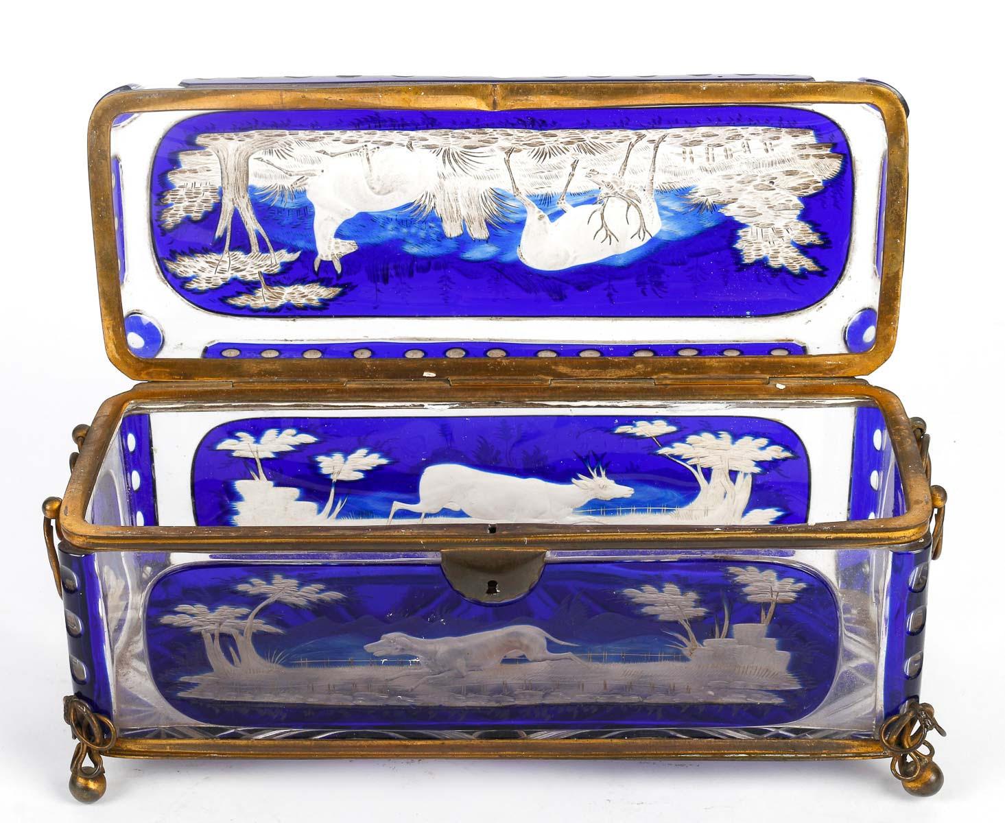 Bohemian Crystal Box, 19th Century, Napoleon III Period. For Sale 4