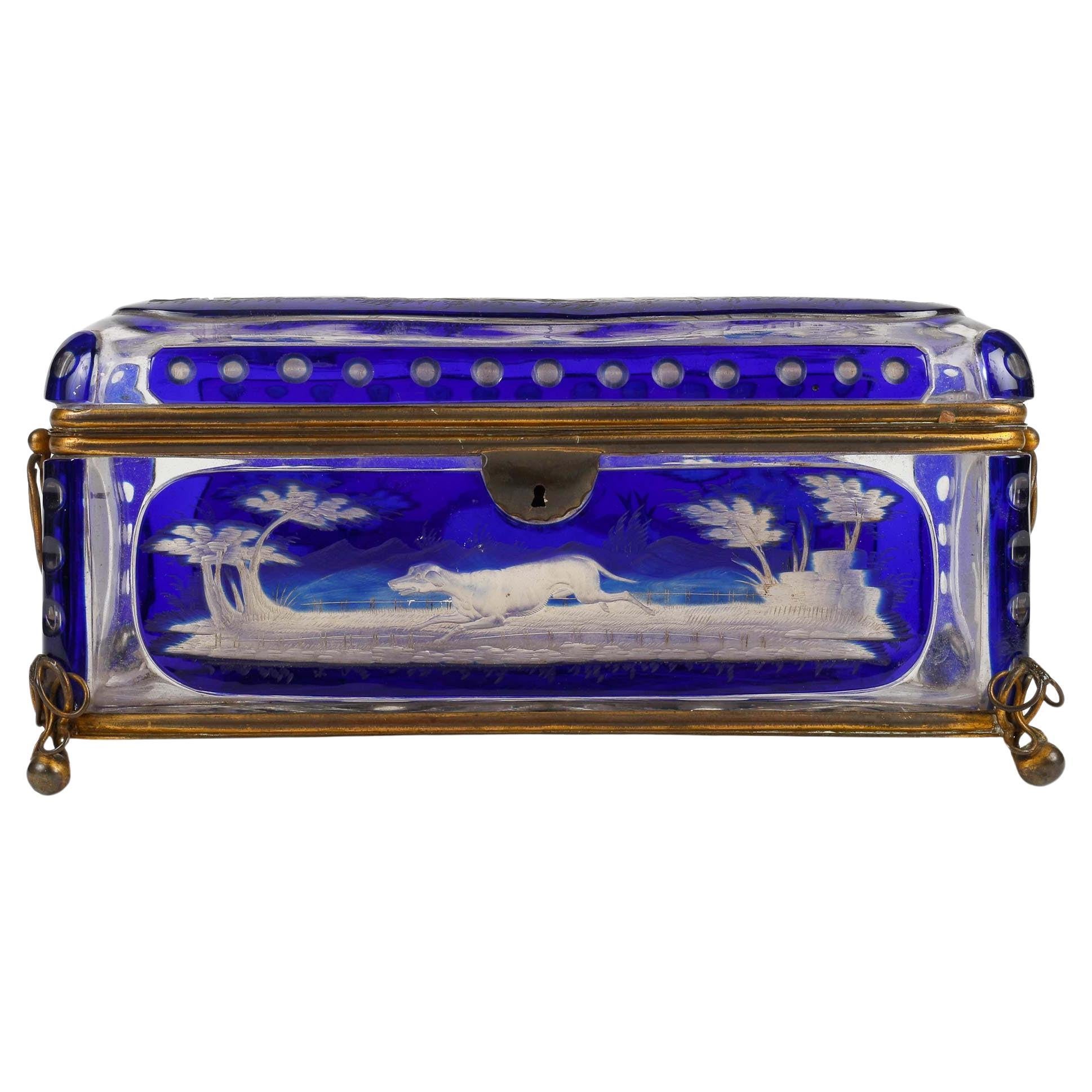 Bohemian Crystal Box, 19th Century, Napoleon III Period. For Sale