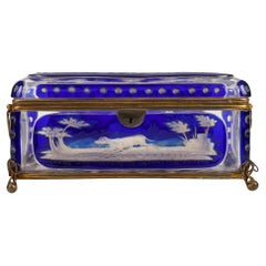 Antique Bohemian Crystal Box, 19th Century, Napoleon III Period.