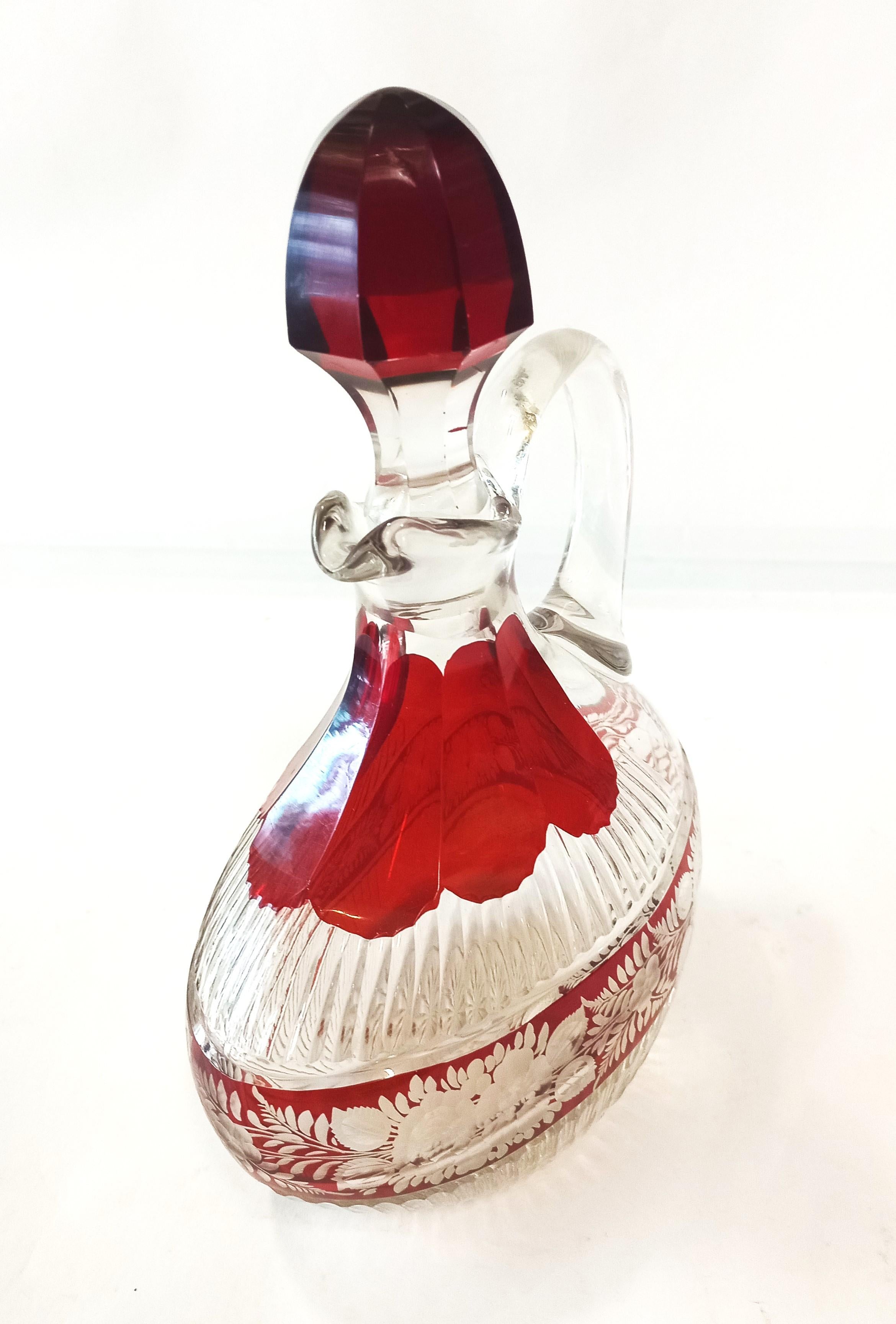 Art Deco Bohemian crystal carafe For Sale