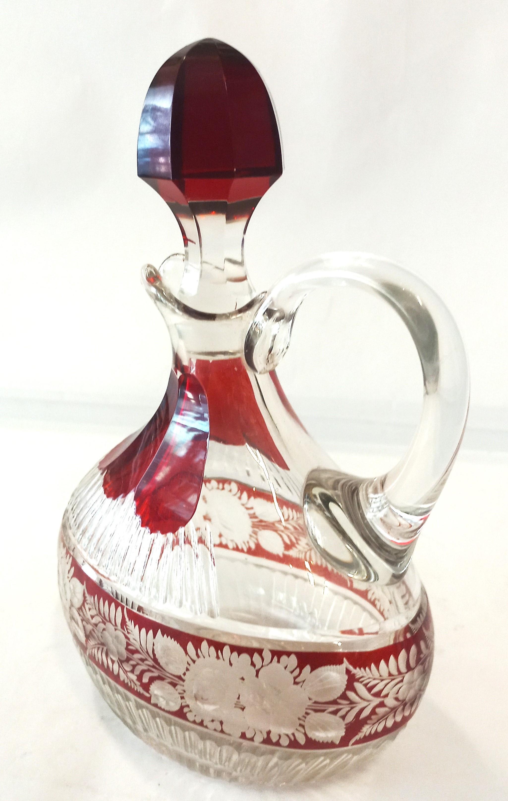 European Bohemian crystal carafe For Sale