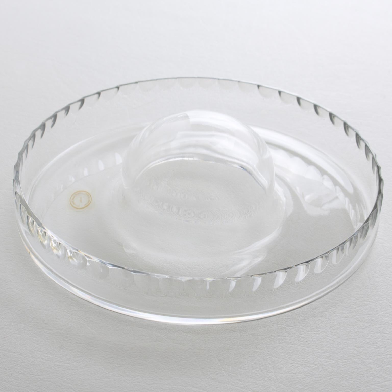 Bol de Cristal Caviar de Bohemia Tallado Plato Enfriador Servidor, circa 1980 finales del siglo XX en venta