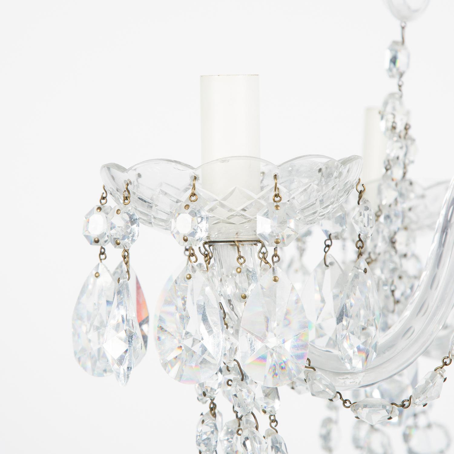20th Century Bohemian Crystal Chandelier with 5 Arms