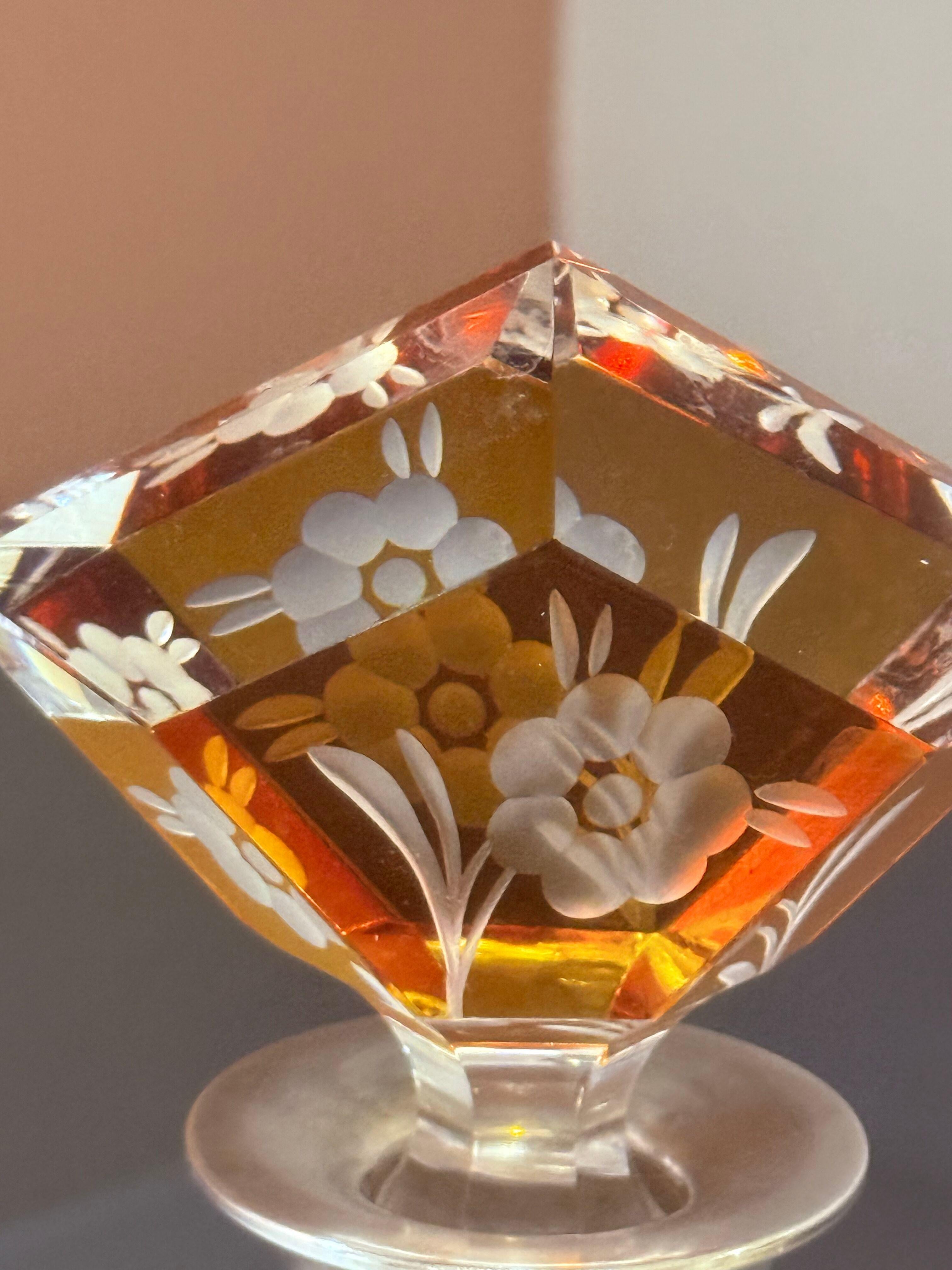 Böhmische Kristallkaraffe Set Silberbeschläge, Art Deco Tschechisches Design 6 Gläser im Angebot 5