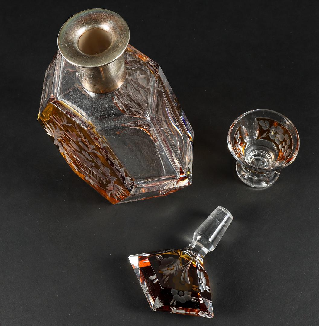 Böhmische Kristallkaraffe Set Silberbeschläge, Art Deco Tschechisches Design 6 Gläser (Art déco) im Angebot