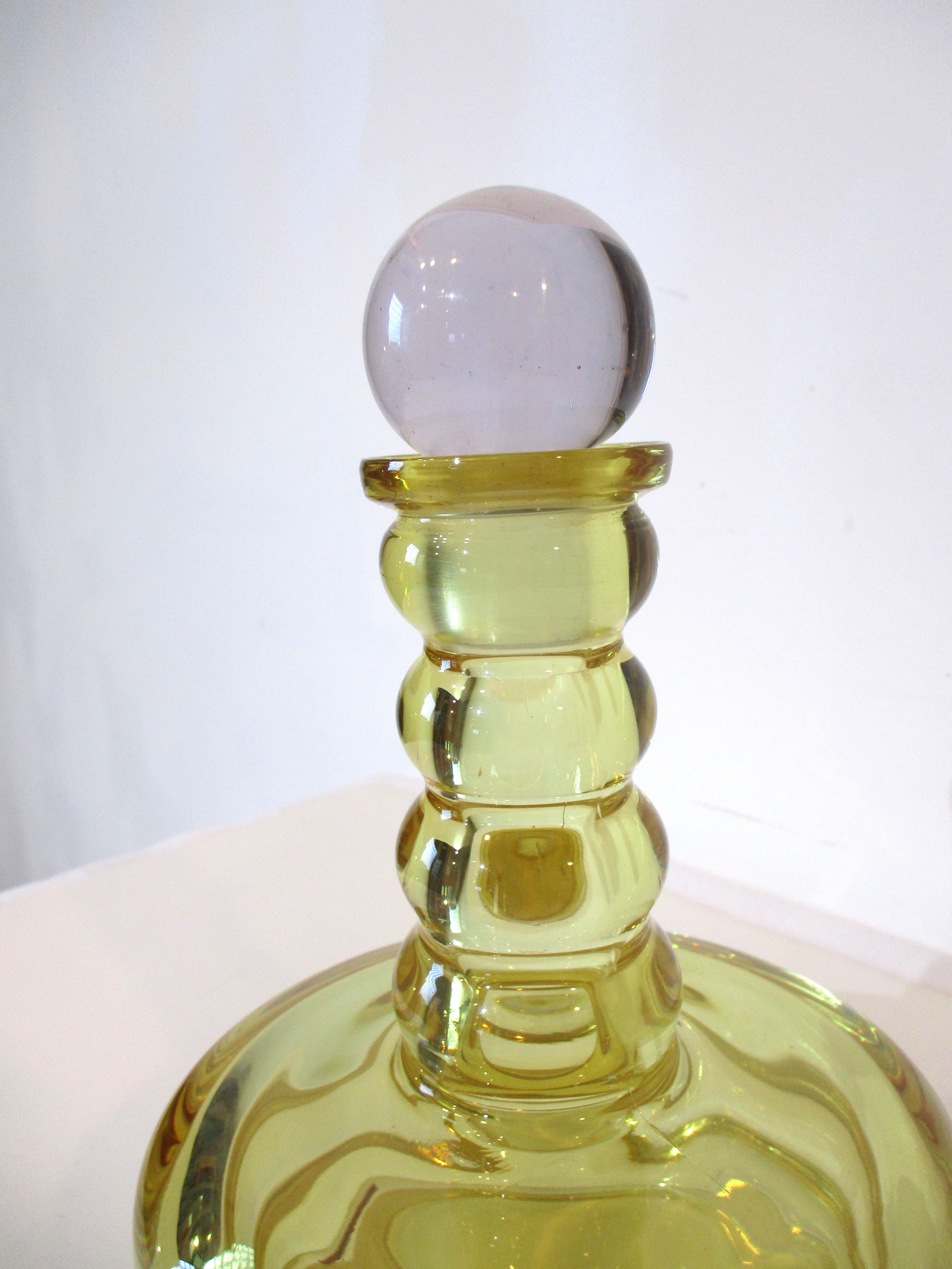Art Deco Bohemian Crystal Decanter W Stopper / French