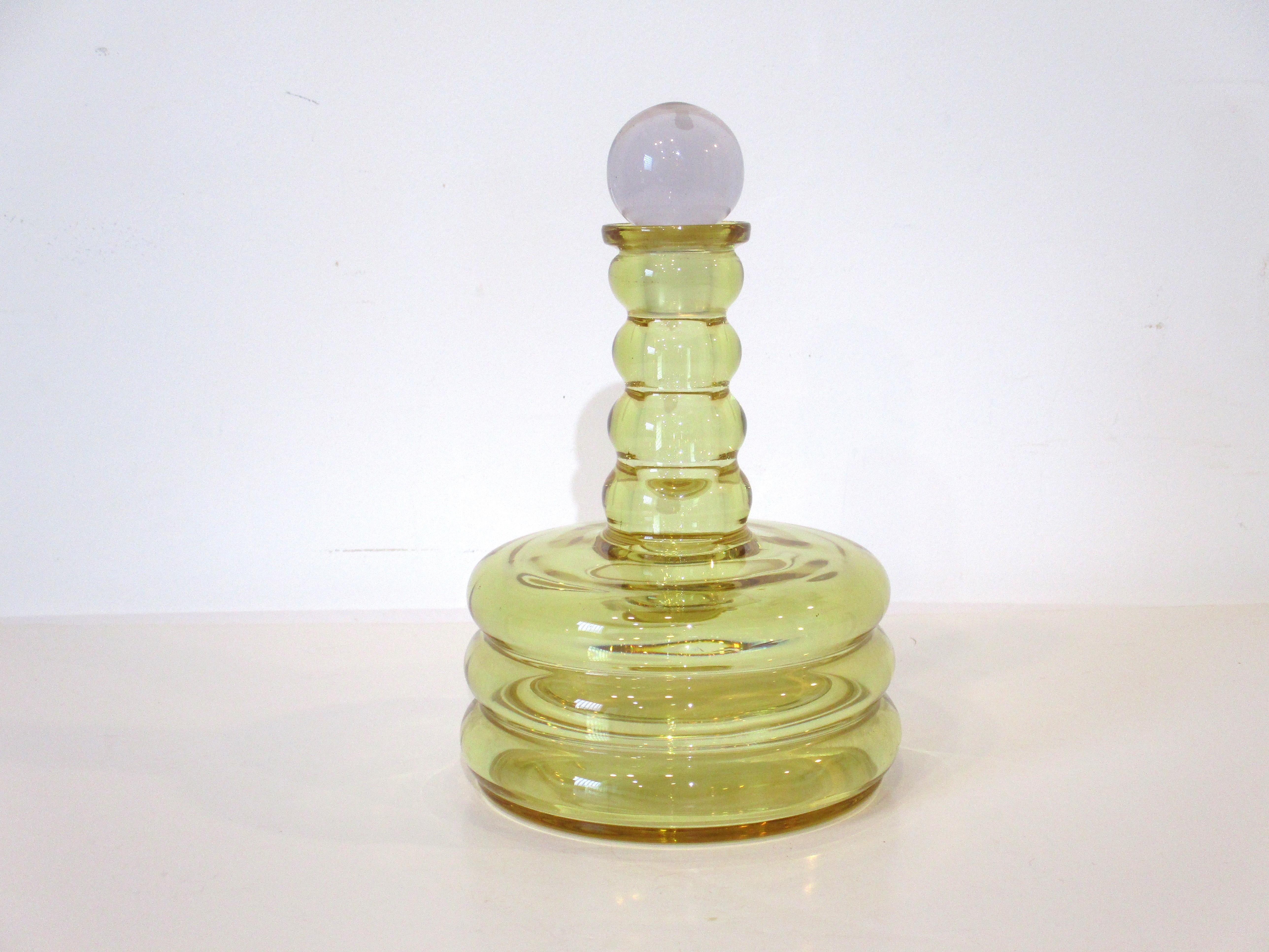 Bohemian Crystal Decanter W Stopper / French 4