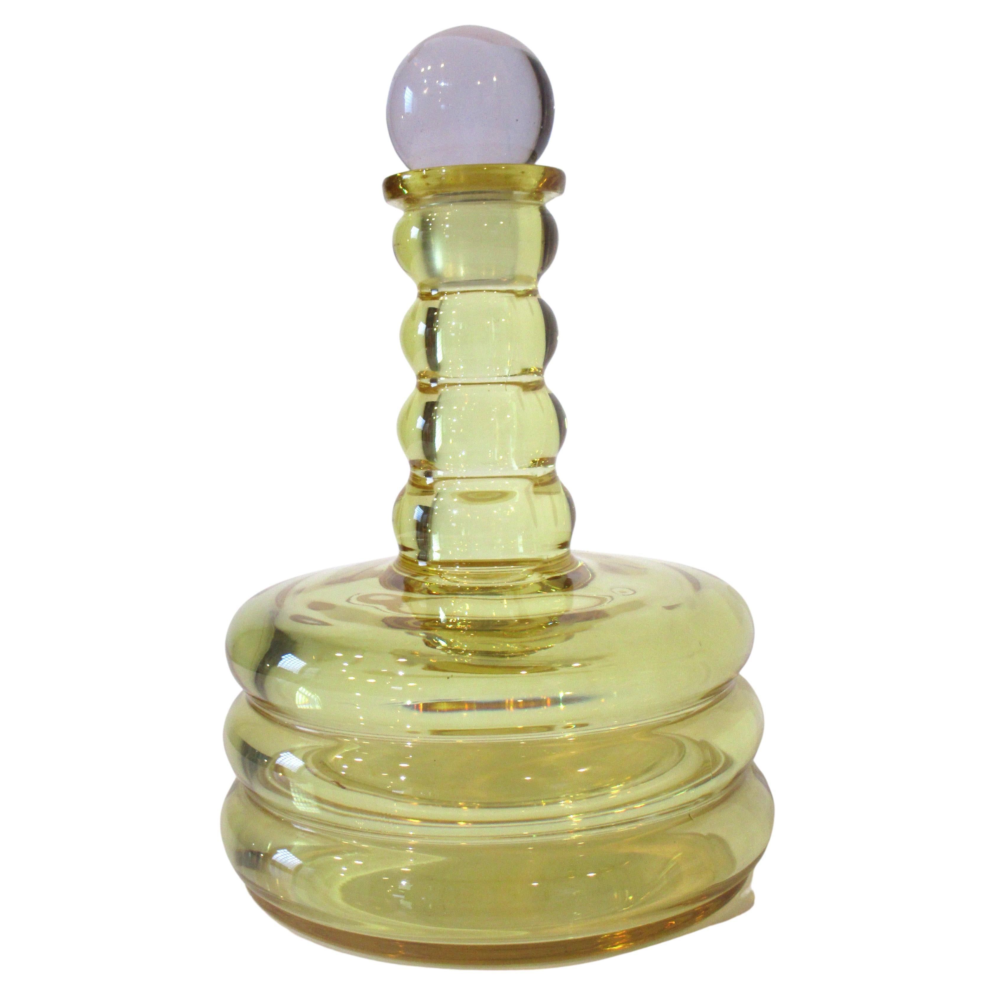 Bohemian Crystal Decanter W Stopper / French