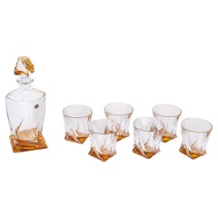Bohemian Crystal Dinner Service, Decanter and Glasses, 20th Century.