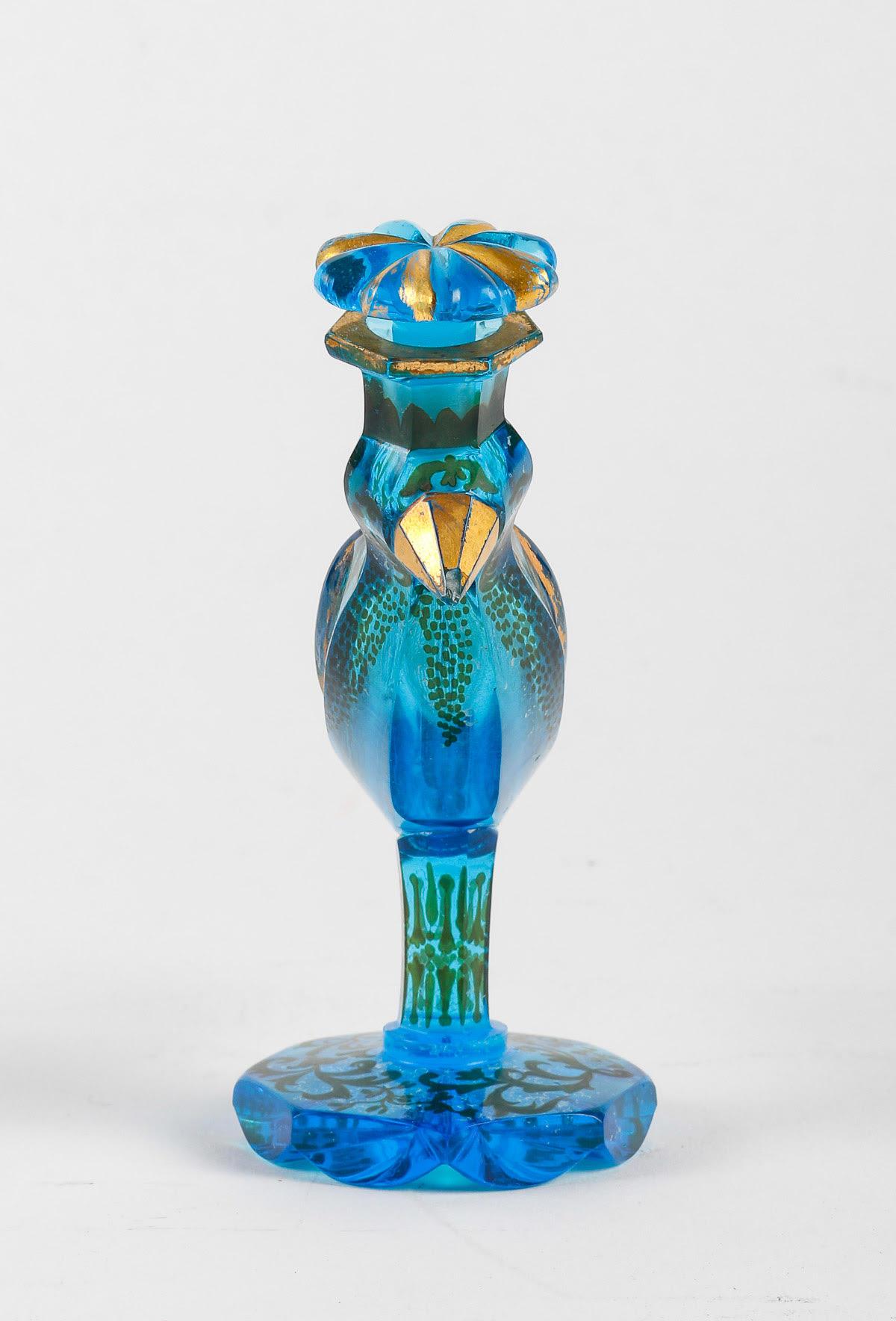 Napoleon III Bohemian Crystal Enamelled Bird Bottle, 19th Century.