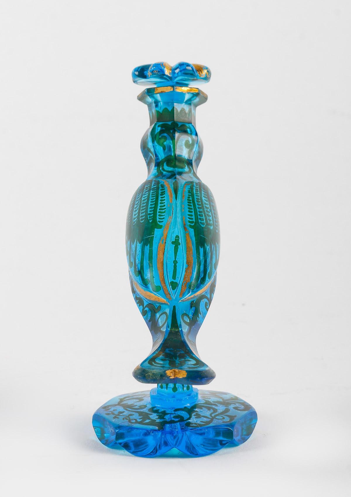 French Bohemian Crystal Enamelled Bird Bottle, 19th Century.
