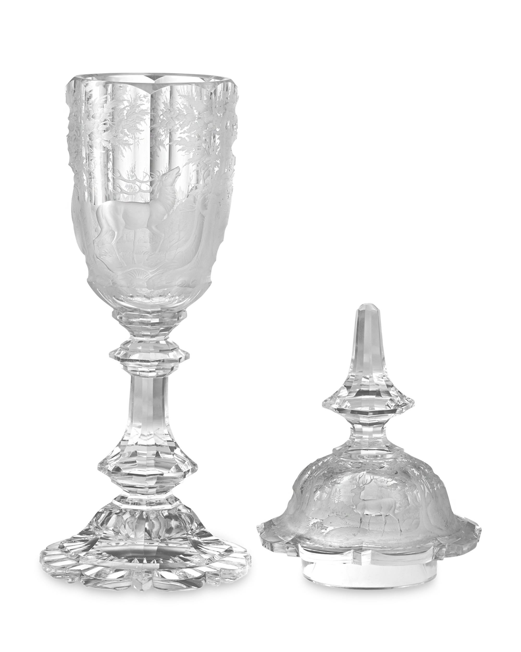Czech Bohemian Crystal Goblet For Sale
