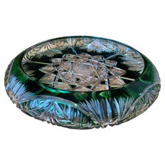 Bohemian Crystal, Multilayer Green Circular Cut, 20th Century