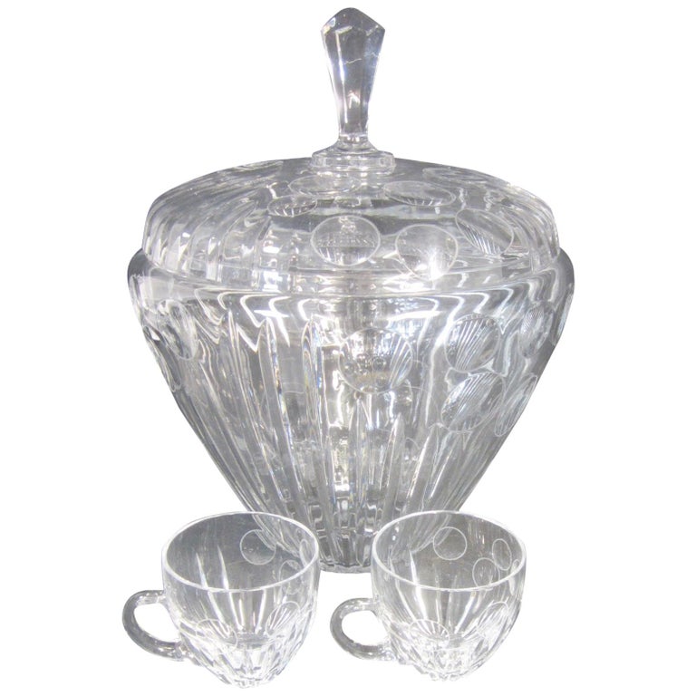 Bohemian Crystal Punch Bowl For Sale at 1stdibs