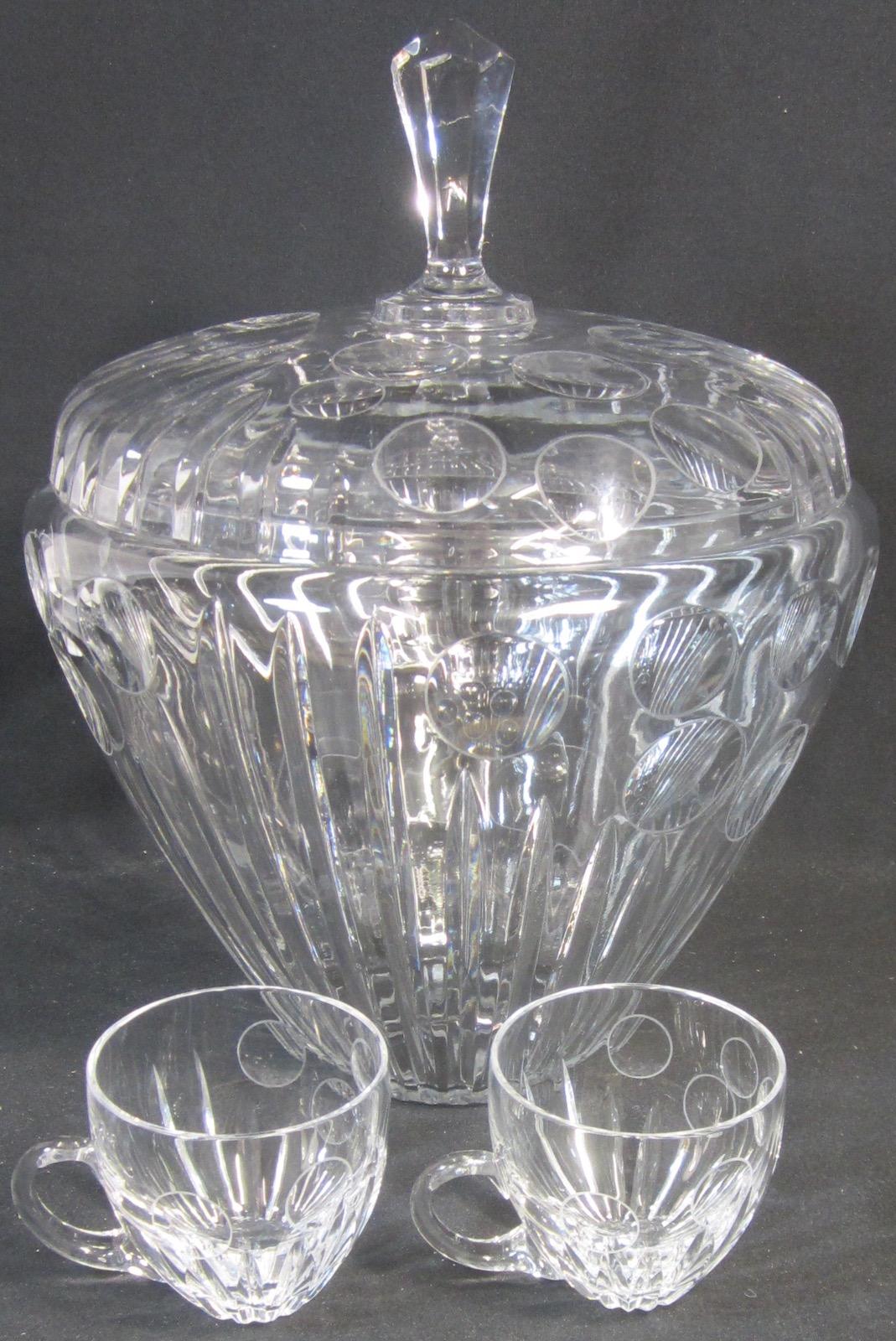 crystal punch bowl and cups