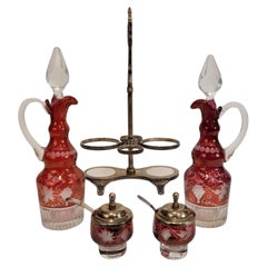 Bohemian Crystal silver-plated metal colored Bohemian crystal vinegar cruets