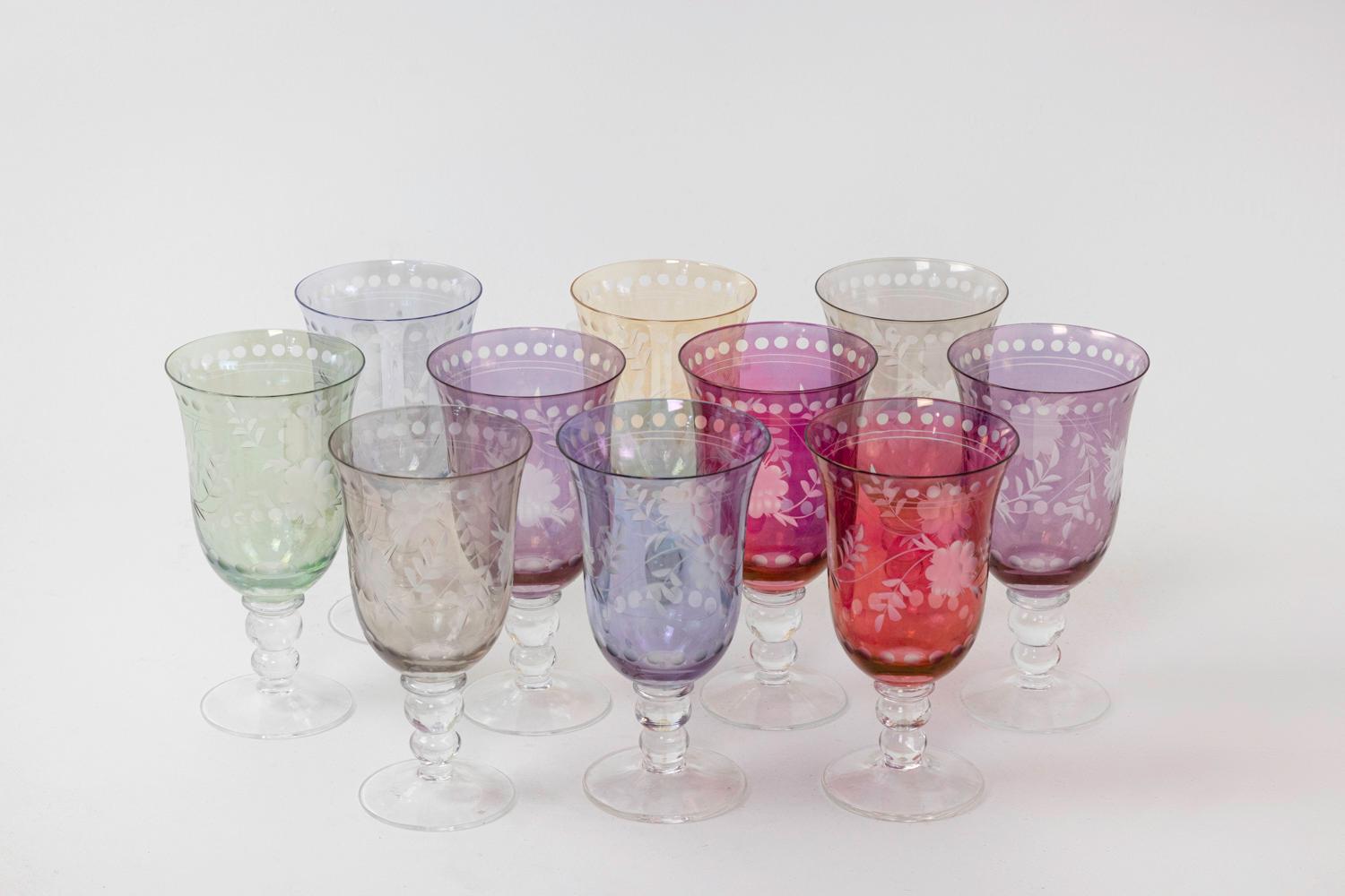 Bohemian crystal style glassware set, contemporary work For Sale 4