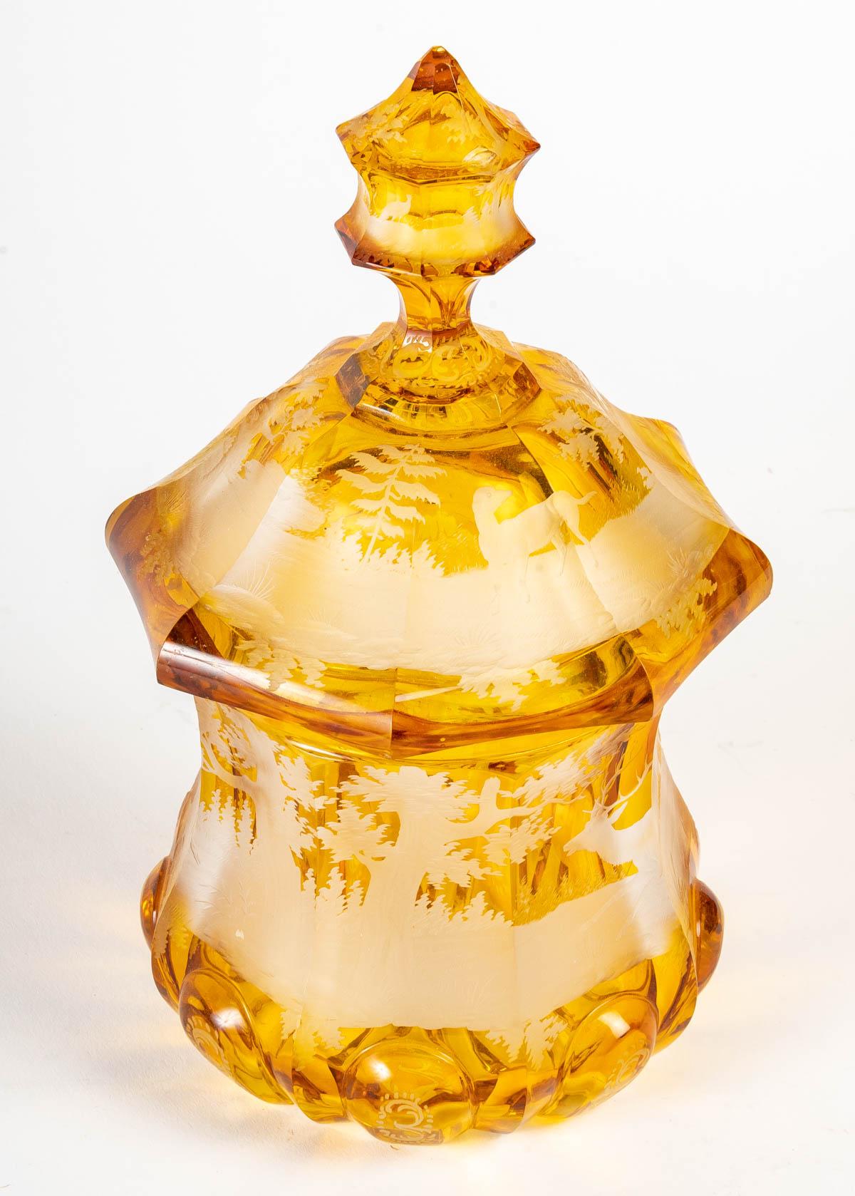 Napoleon III Bohemian Crystal Sugar Bowl, 19th Century