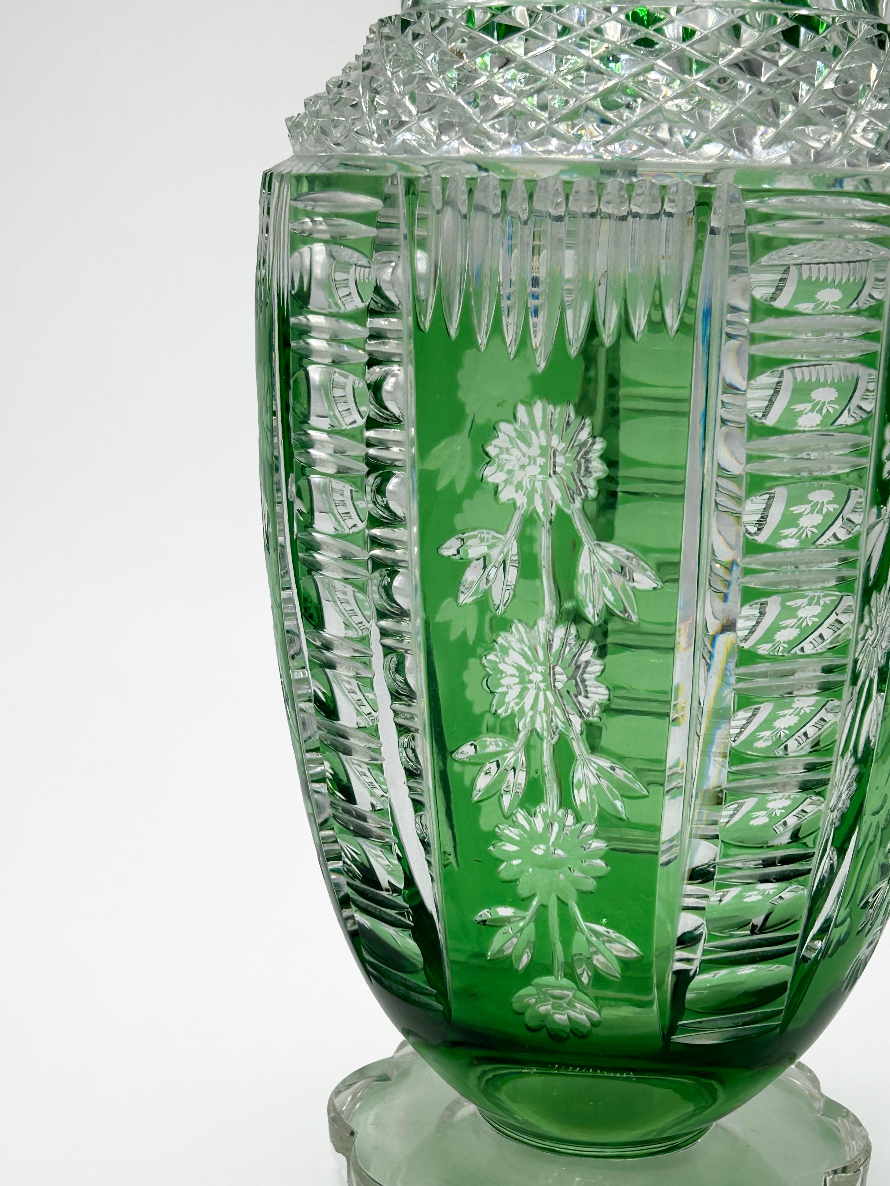 Czech Bohemian crystal vase 20th century For Sale