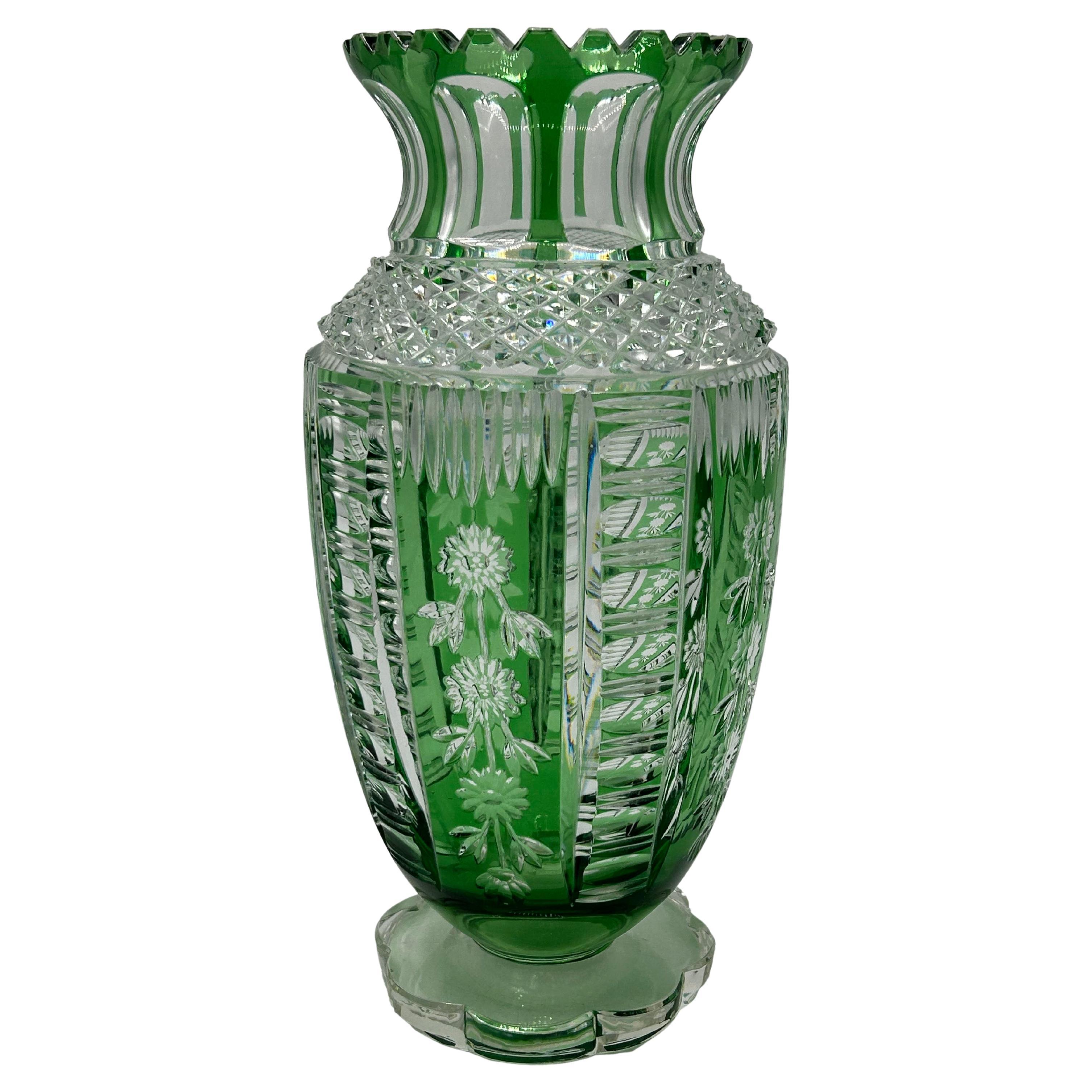 Bohemian crystal vase 20th century For Sale