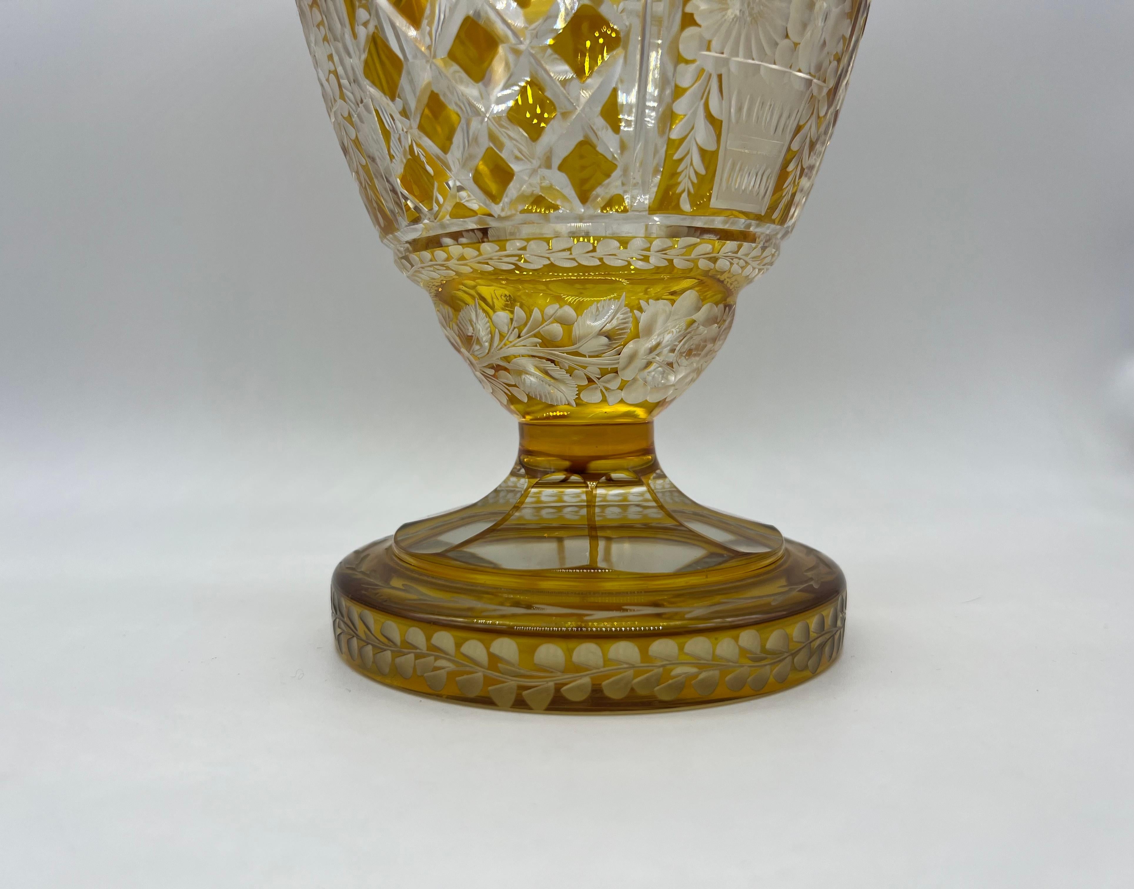 Bohemian Crystal Vase Amber, 1930 1