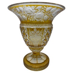 Bohemian Crystal Vase Amber, 1930