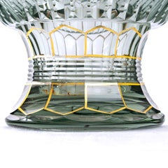 Bohemian Crystal Vase, Transparent & Gold Highlights, Maison Moser, Art Deco