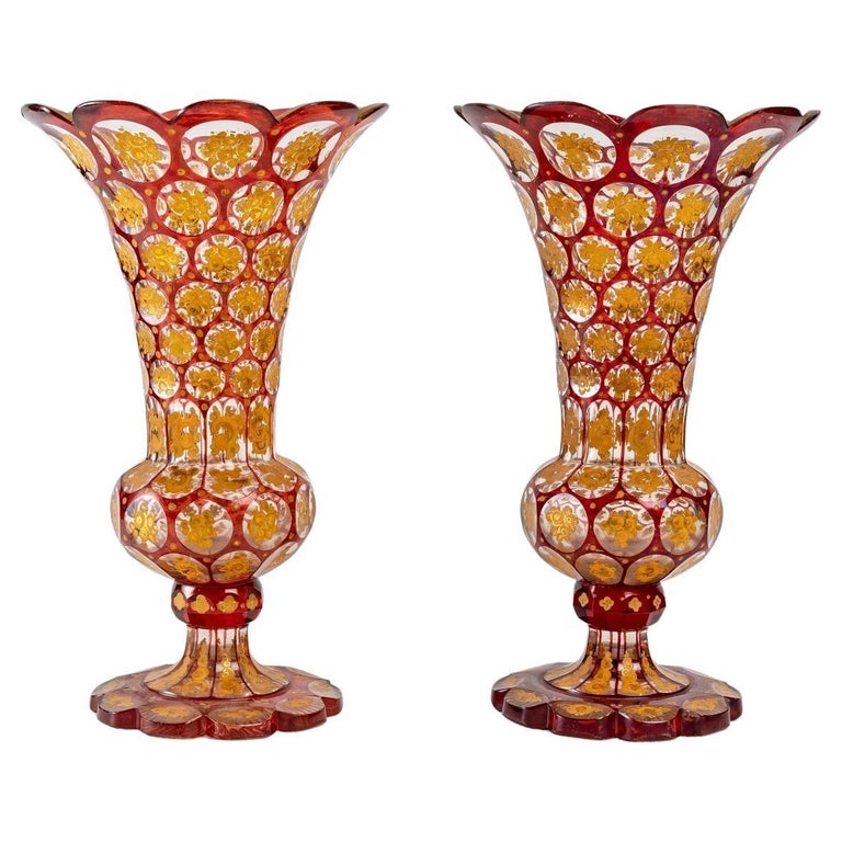 Bohemian Crystal Vases, Late 19th Century For Sale at 1stDibs