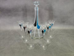 Bohemian Crystalex Hand Blown Decanter and Six Glasses Set, 1990s