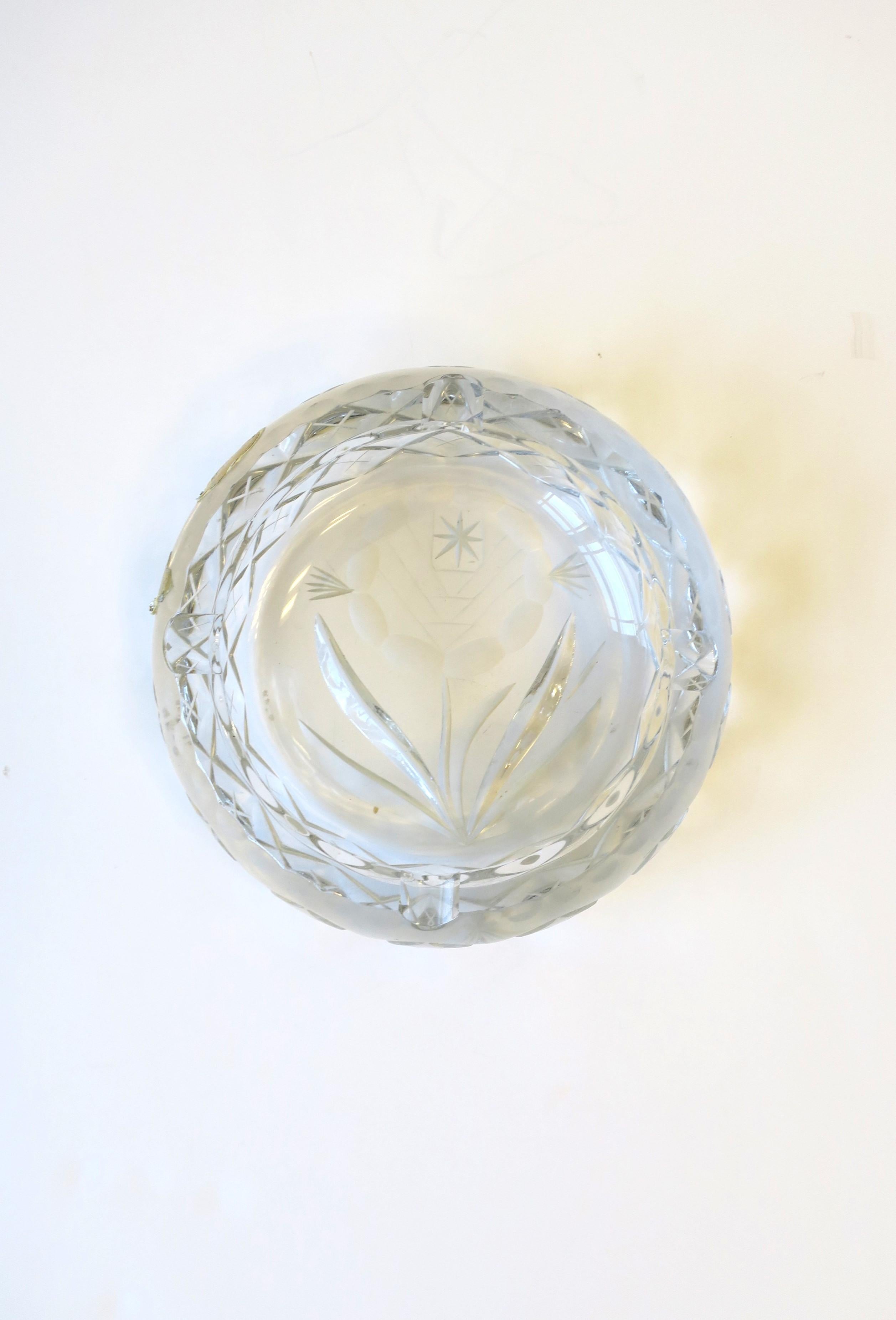 20th Century Bohemian Cut Crystal Bowl or Ashtray, Mid-20th, Czech For Sale