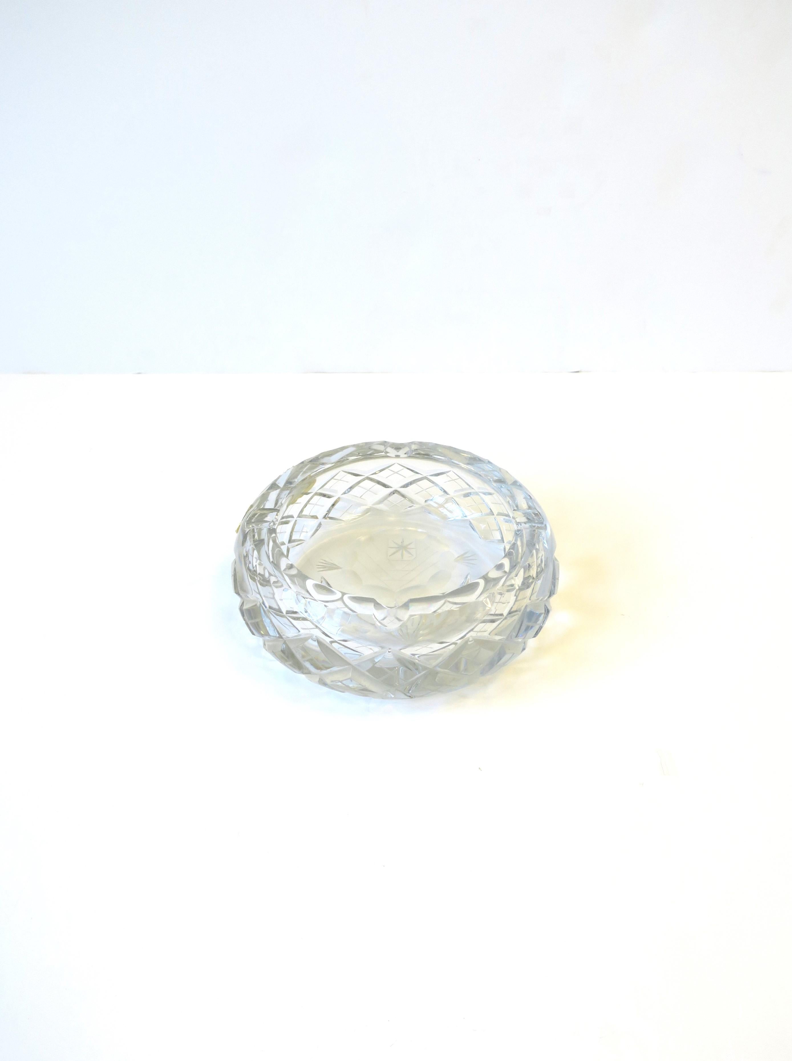 Bohemian Cut Crystal Bowl or Ashtray, Mid-20th, Czech For Sale 1