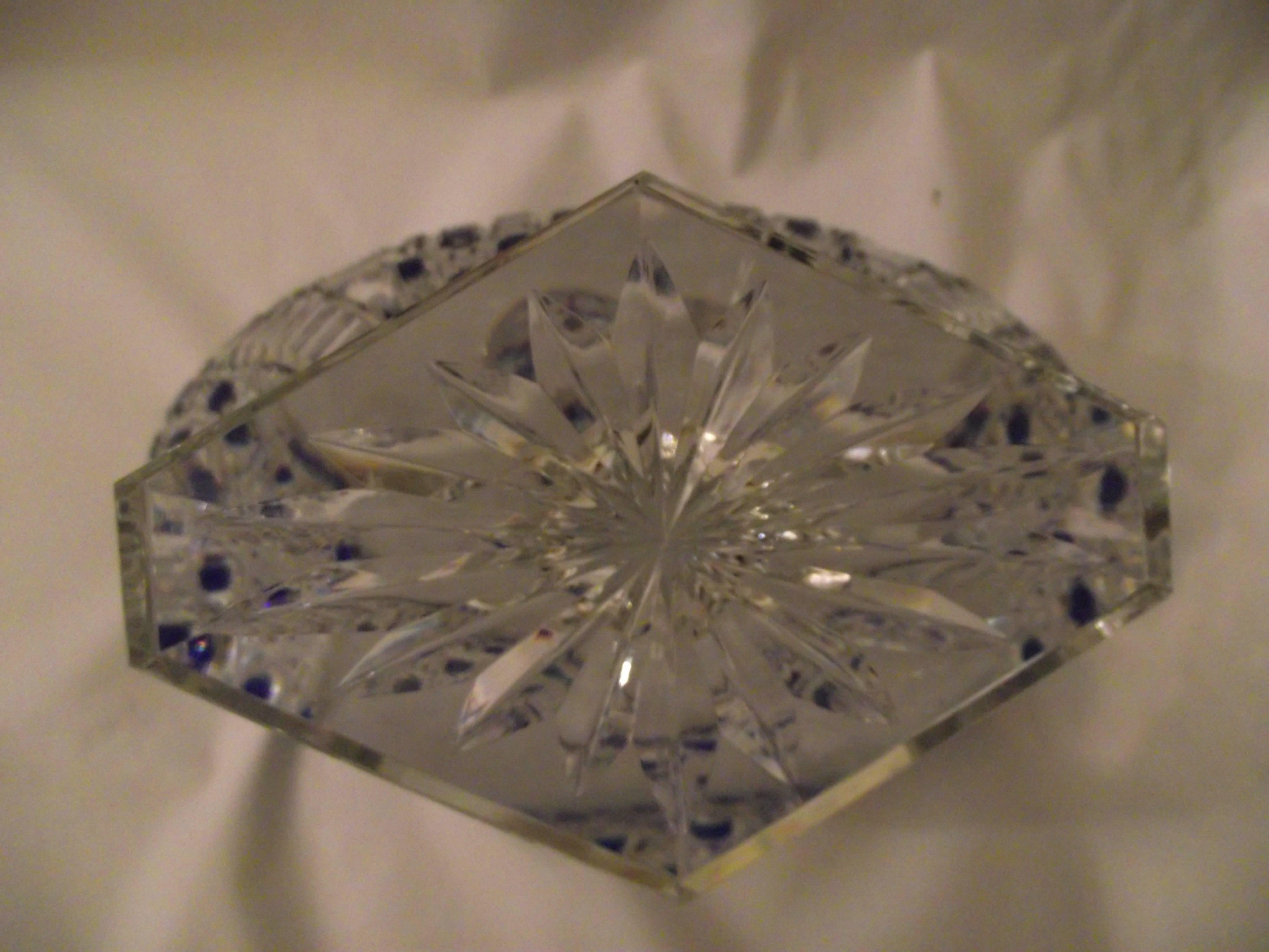Early 20th Century Bohemian Cut Crystal Centrepiece, Cobalt Blue to Clear