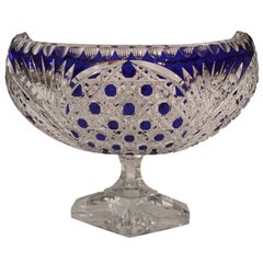 Bohemian Cut Crystal Centrepiece, Cobalt Blue to Clear