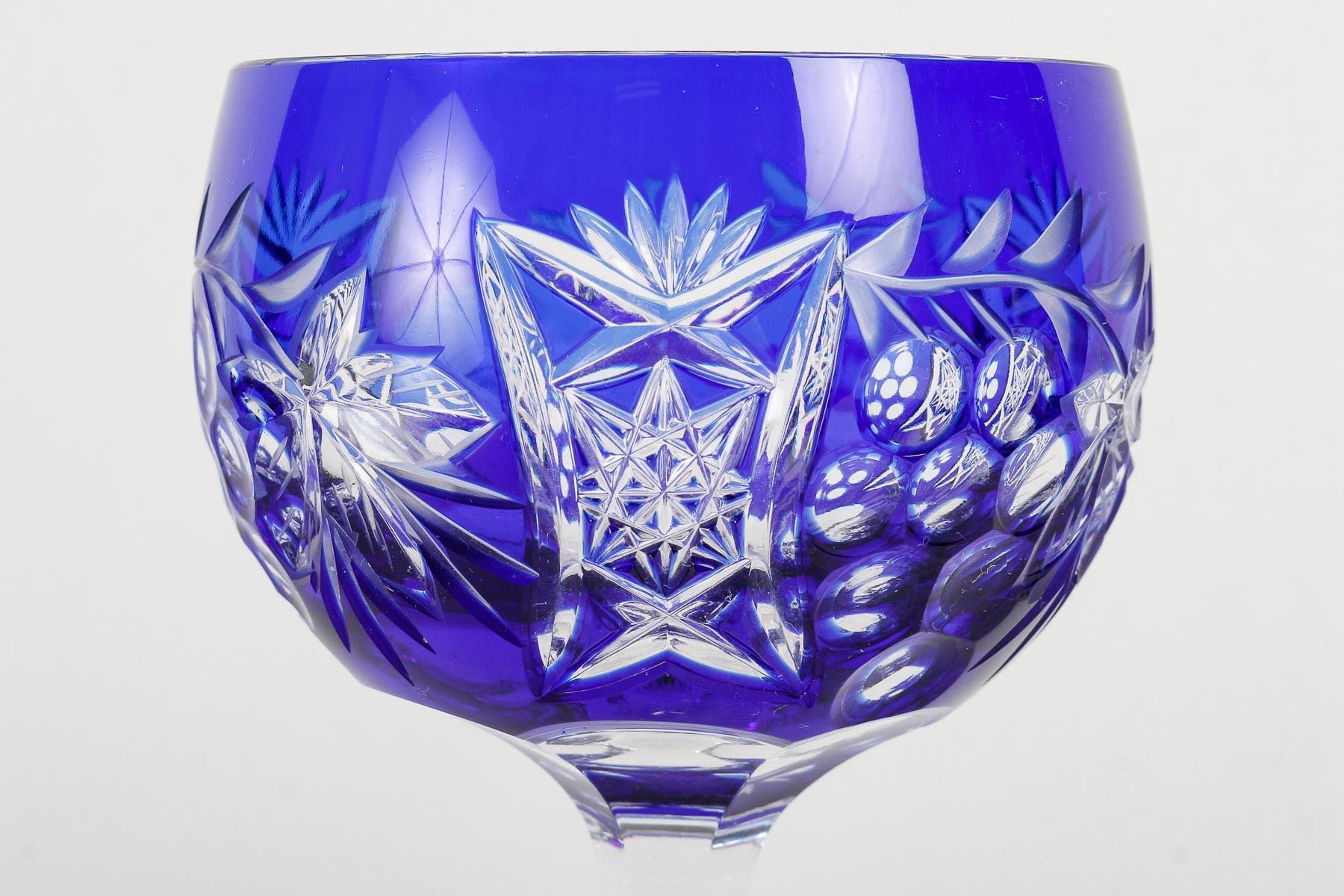 Mid-Century Modern Bohemian Cut Crystal Chalice, 20th Century. For Sale