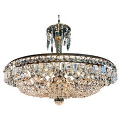 Antique Bohemian Cut Crystal Tiered Basket Chandelier Circa 1920
