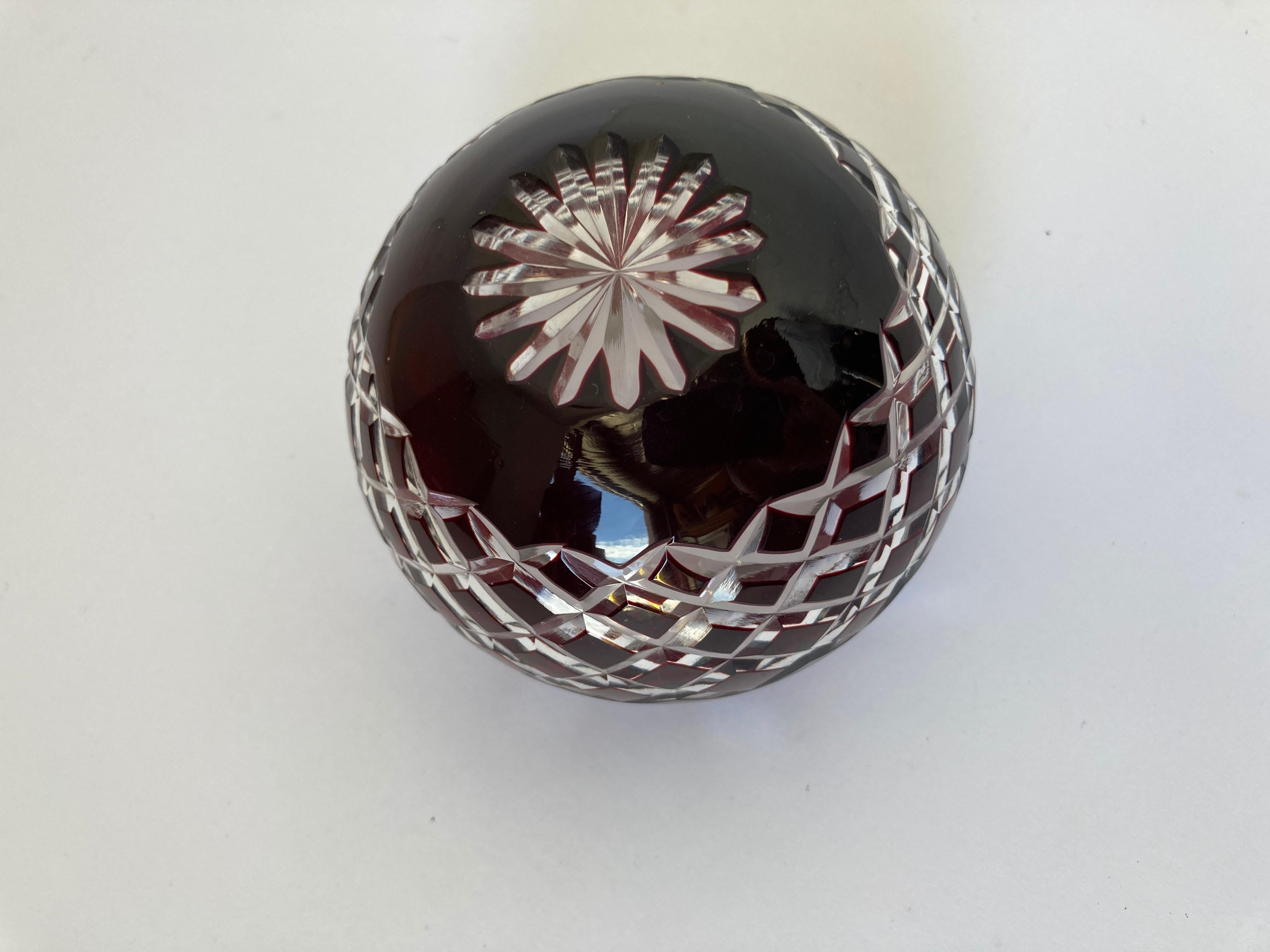 Bohemian Cut Crystal Votive Holder in Cranberry to Clear 3