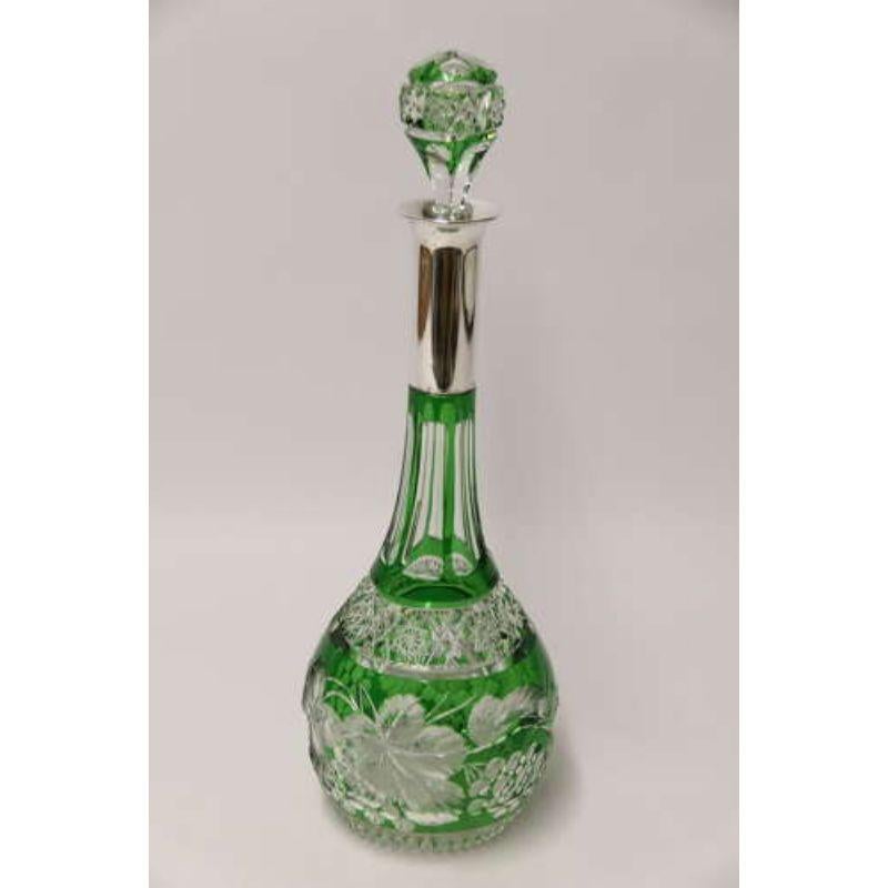 Bohemian Cut Glass and Silver Topped Spirit Decanter, Circa 1930 For Sale 7