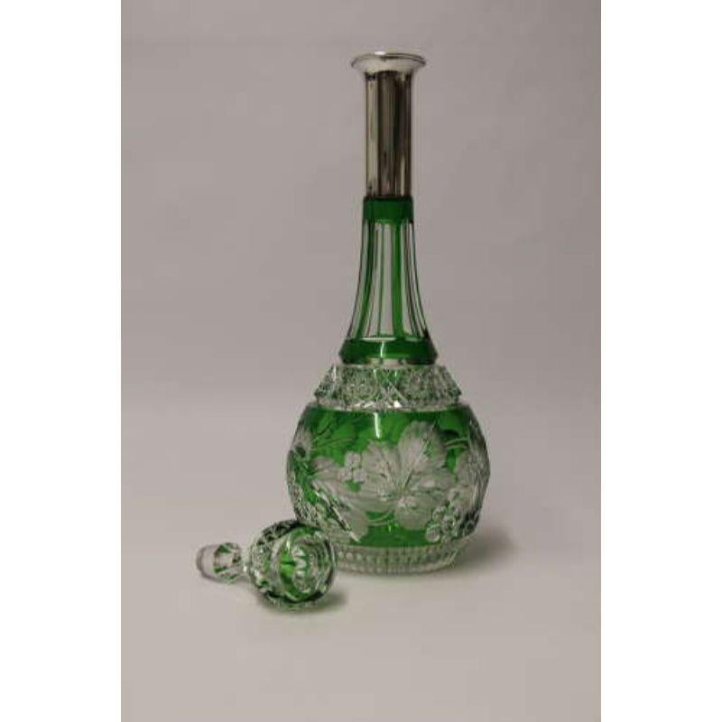 Bohemian Cut Glass and Silver Topped Spirit Decanter, Circa 1930 For Sale 4