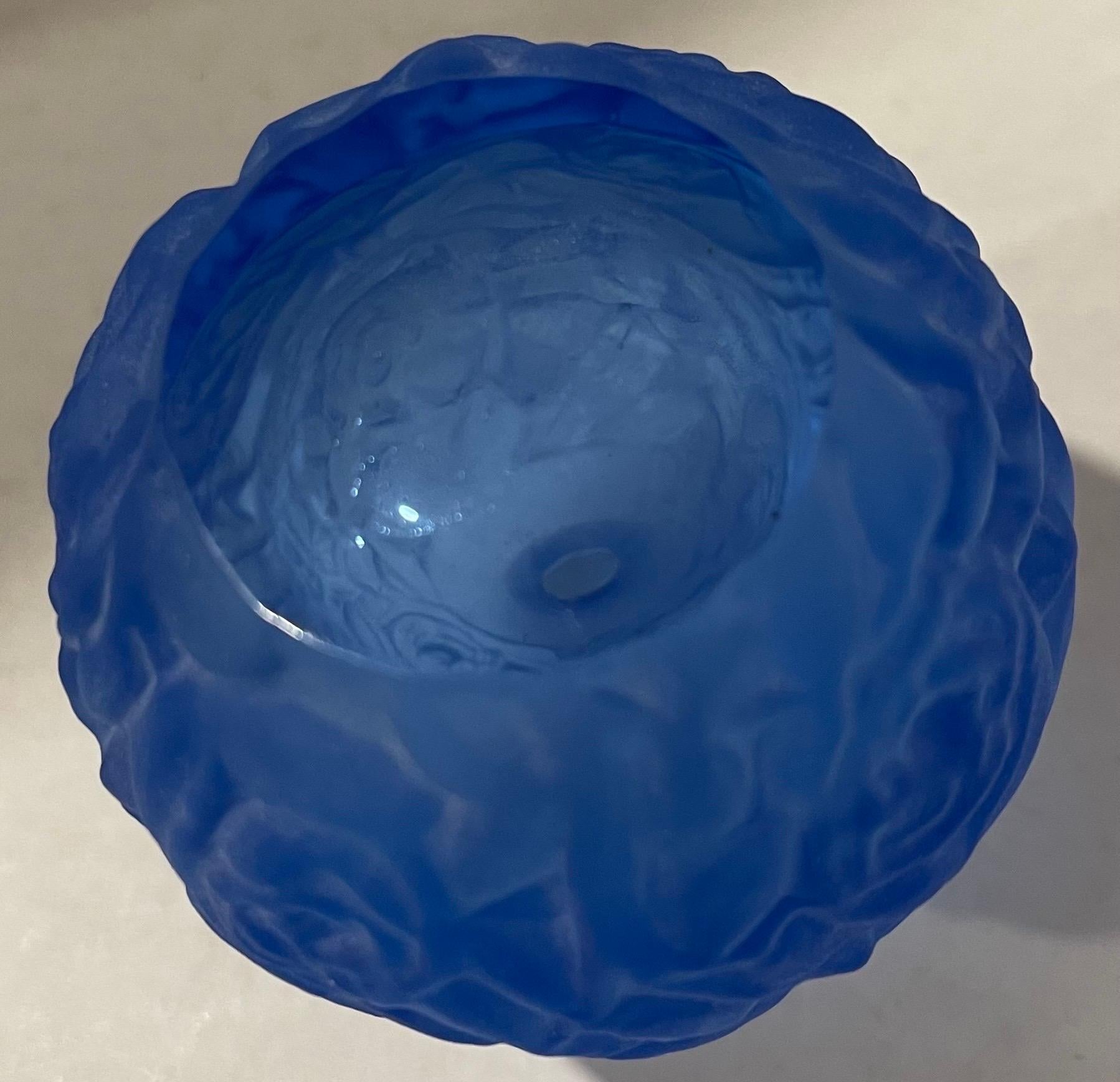 Bohemian Cut Glass Blue Perfume Bottle For Sale 2