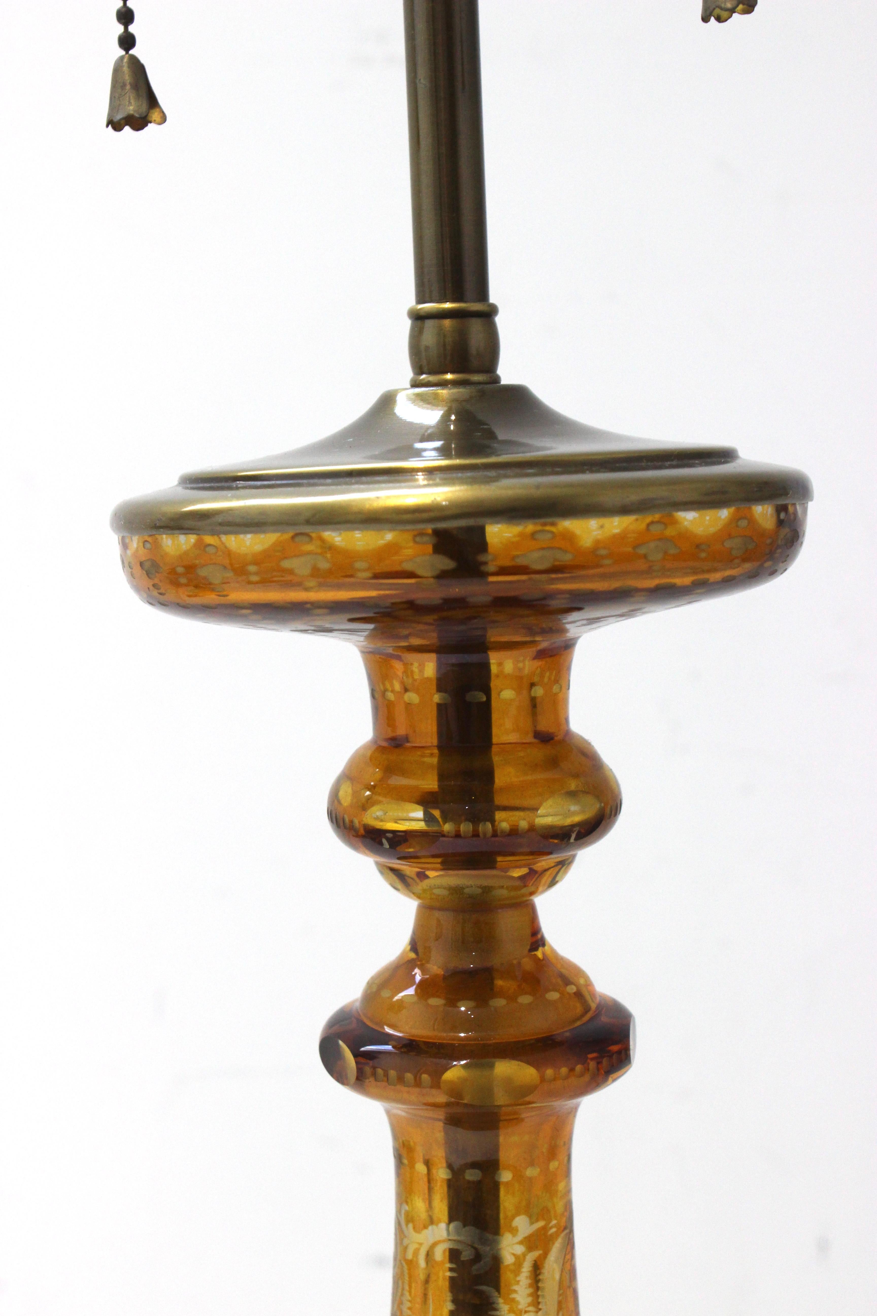 Bohemian Cut Glass Candlestick Lamp For Sale 3