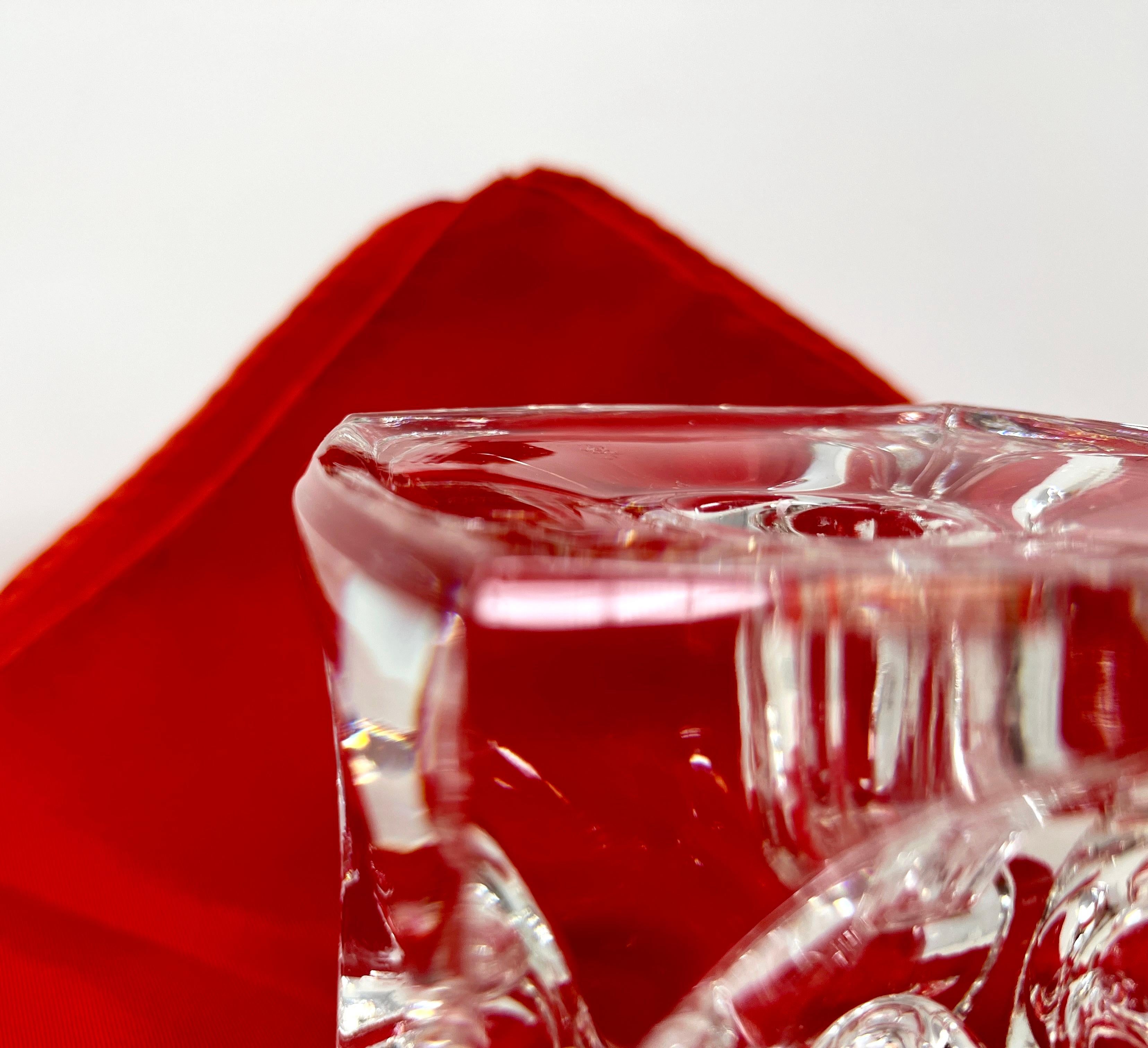 Bohemian Czech Art Glass Ice Cube Candle Holder by Rudolf Jurnikl For Sale 1