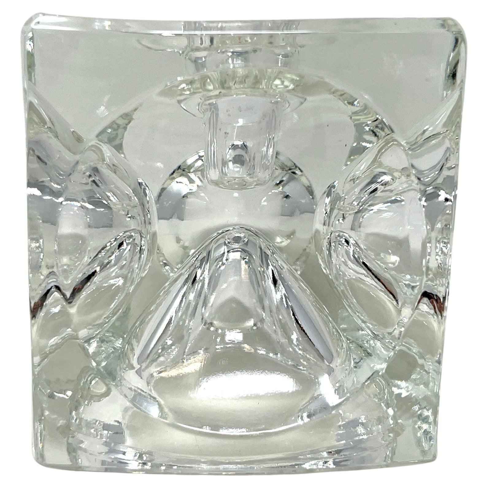 Bohemian Czech Art Glass Ice Cube Candle Holder by Rudolf Jurnikl For Sale