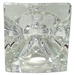 Vintage Bohemian Czech Art Glass Ice Cube Candle Holder by Rudolf Jurnikl