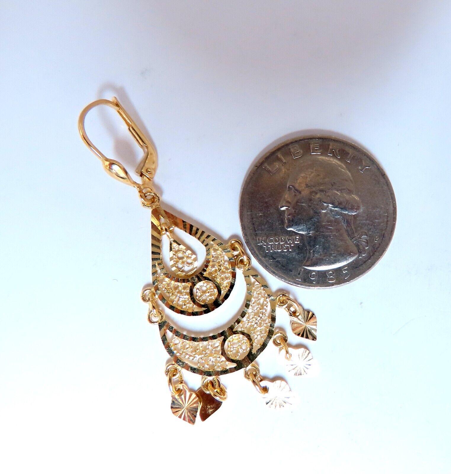 Bohemian Deco 14kt Gold Earrings 14kt In New Condition For Sale In New York, NY