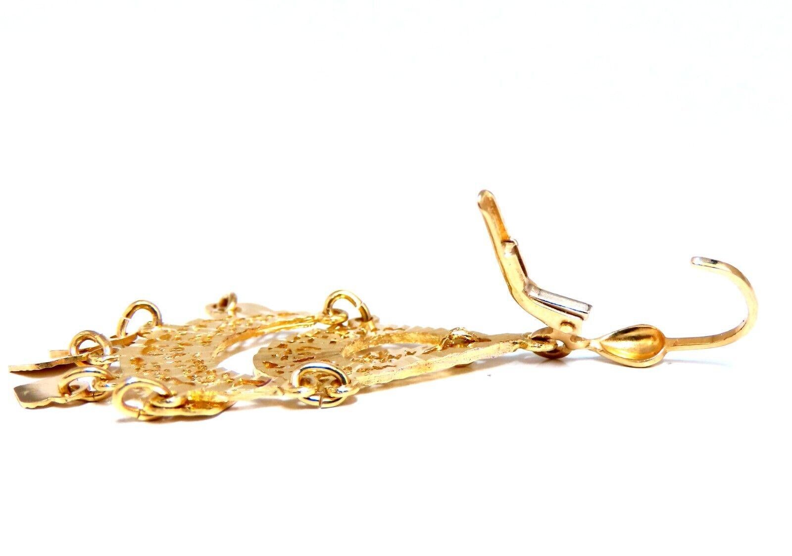 Women's or Men's Bohemian Deco 14kt Gold Earrings 14kt For Sale