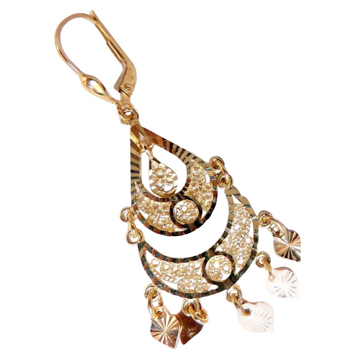 Bohemian Deco 14kt Gold Earrings 14kt* For Sale